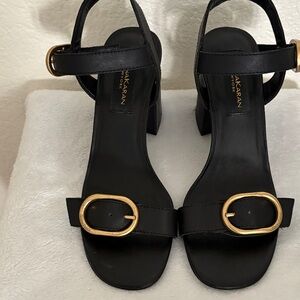 Donna Karan Black Heels with Gold Buckles Size 8